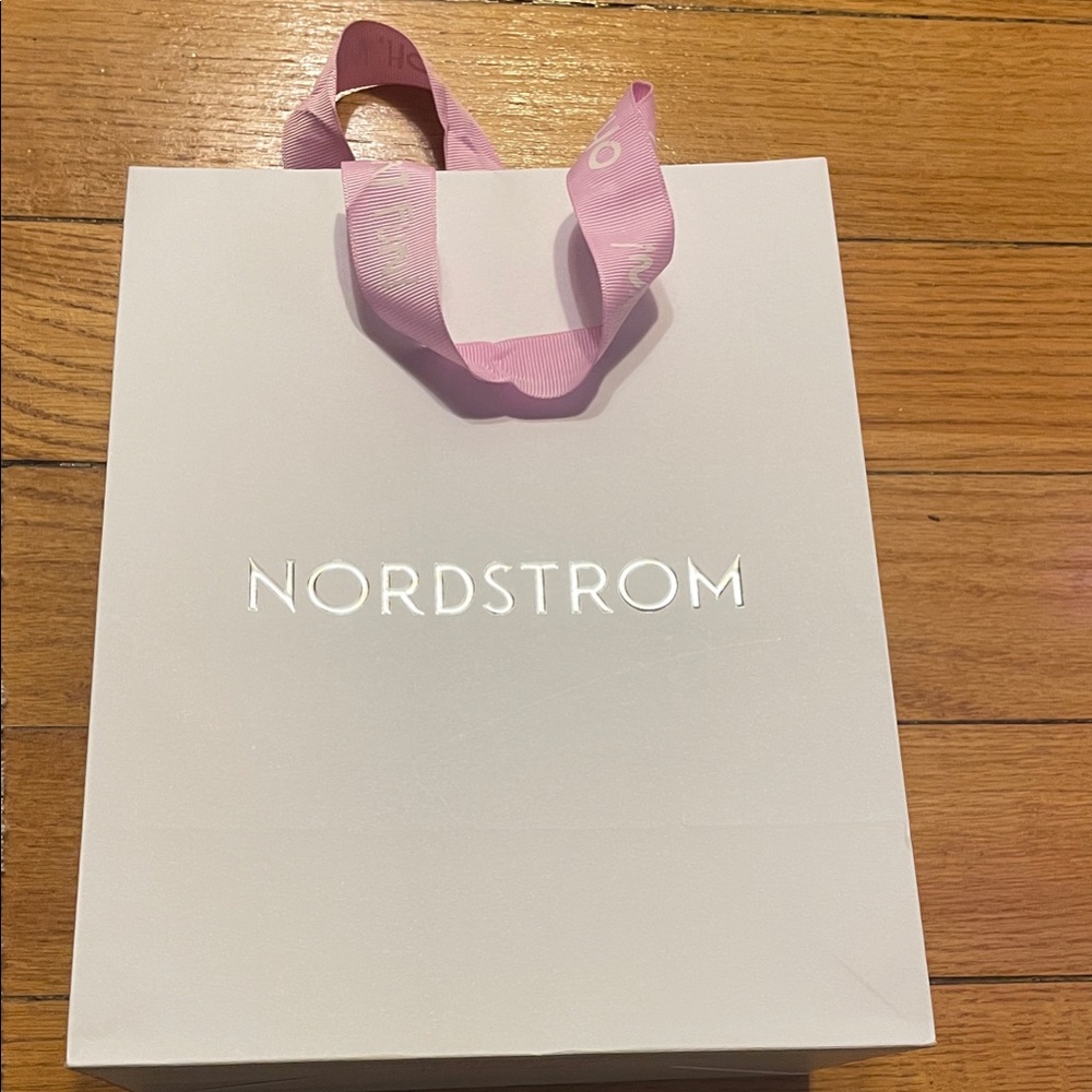 Nordstrom White Gift Bag with Pink Handles